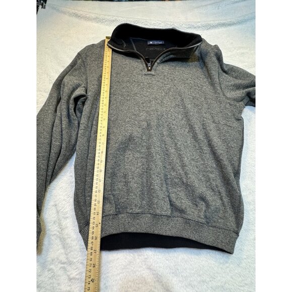 Daniel Cremieux Mens Large Pullover  Sweater Light Grey w/ Leather Elbow Patches - Picture 4 of 12
